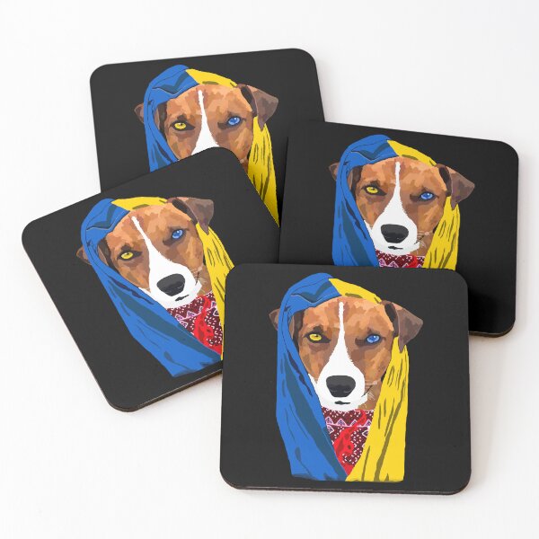 Item preview, Ukrainian Patron Dog Face With Blue Yellow Eyes And Flag Prapor Of Ukraine designed and sold by Aide.