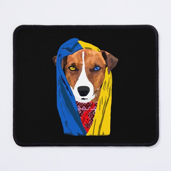 Item preview, Ukrainian Patron Dog Face With Blue Yellow Eyes And Flag Prapor Of Ukraine designed and sold by Aide.