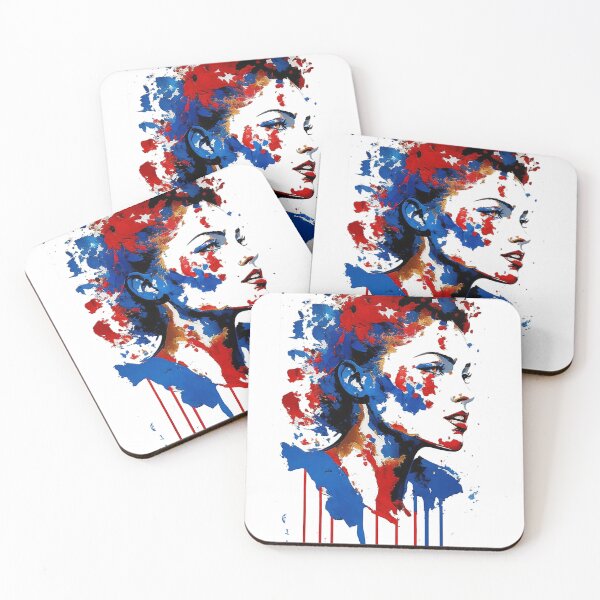 Item preview, a woman. crimson and cobalt blue designed and sold by HAMDY-art.