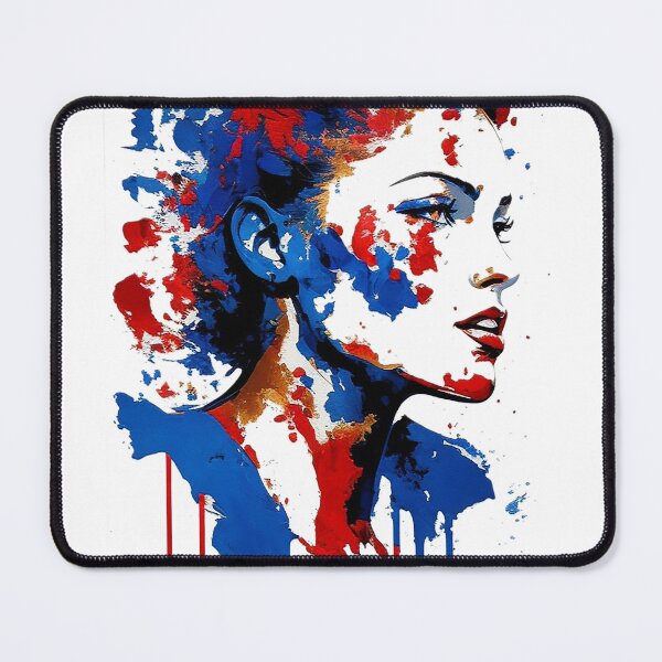 Item preview, a woman. crimson and cobalt blue designed and sold by HAMDY-art.