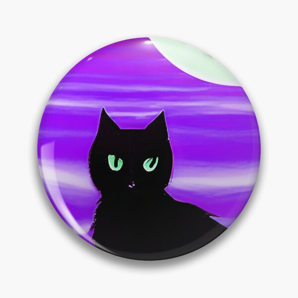 Item preview, Black Cat on Purple Ocean Beach Sand Clouds - Arty Farty AI Art designed and sold by Beachy.