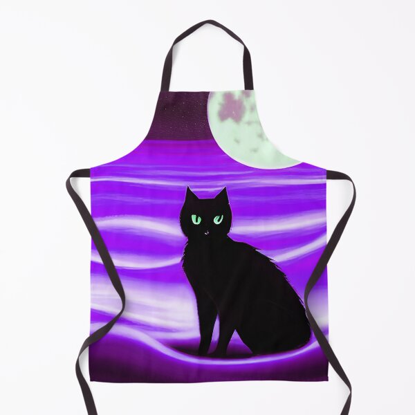 Item preview, Black Cat on Purple Ocean Beach Sand Clouds - Arty Farty AI Art designed and sold by Beachy.