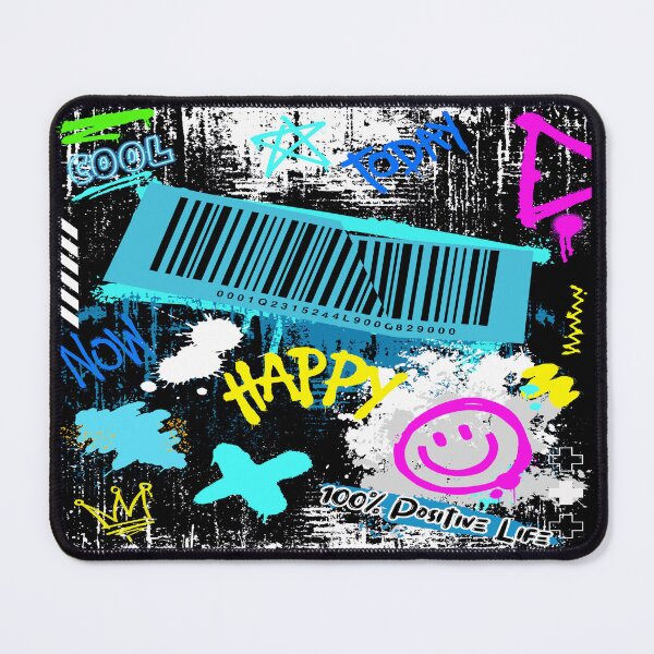 Item preview, Positive urban art, illustration with graffiti style drawn shapes and barcode plus street art designed and sold by Malogue.