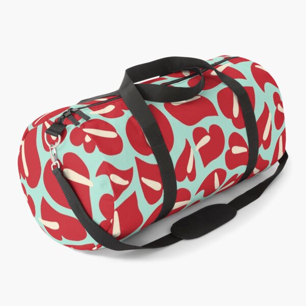 Tropical Vintage Anthurium Red Pattern Duffle Bag