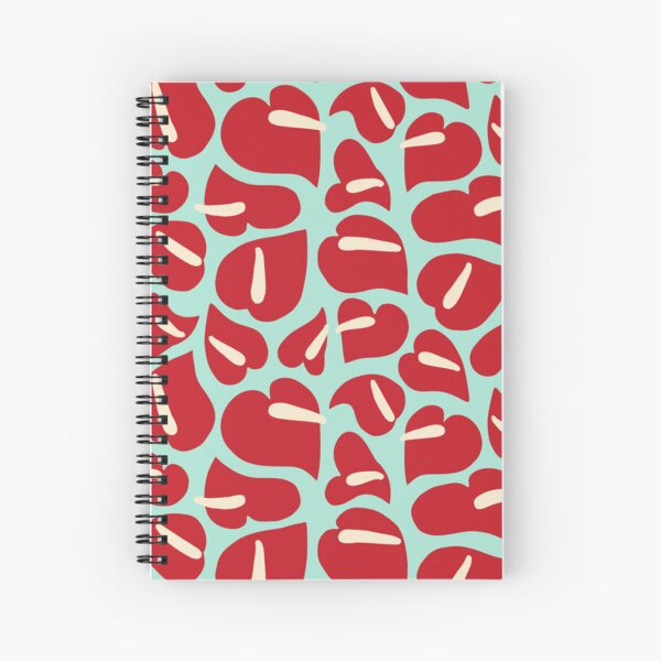 Tropical Vintage Anthurium Red Pattern Spiral Notebook