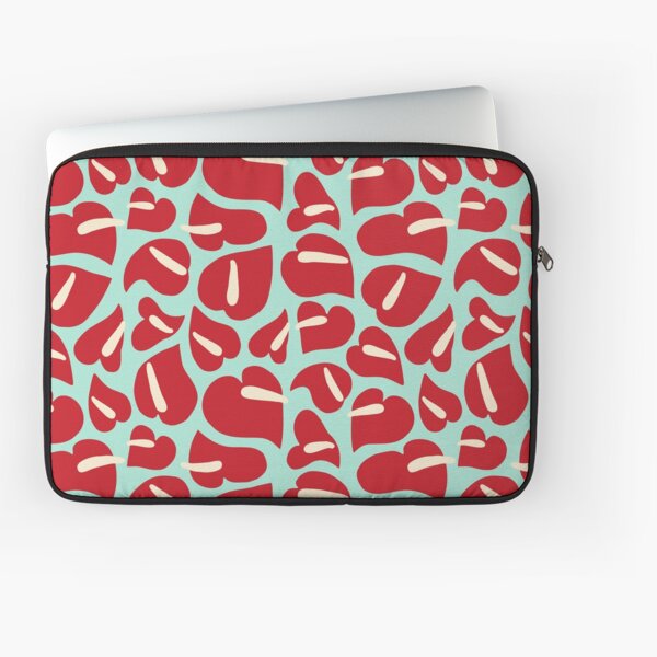 Tropical Vintage Anthurium Red Pattern Laptop Sleeve