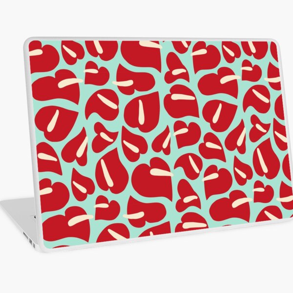 Tropical Vintage Anthurium Red Pattern Laptop Skin