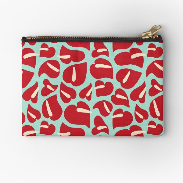 Tropical Vintage Anthurium Red Pattern Zipper Pouch