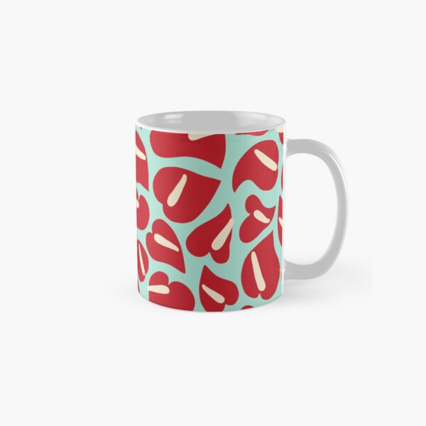 Tropical Vintage Anthurium Red Pattern Classic Mug