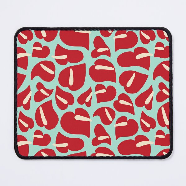 Tropical Vintage Anthurium Red Pattern Mouse Pad