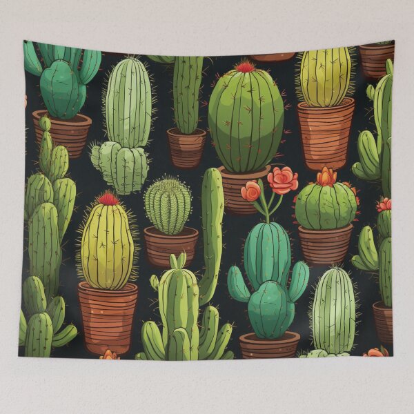 Item preview, Gorgeous Cactus Pattern - Desert in Bloom - Colorful Sage Cacti designed and sold by Fiona-Lynn Designs.