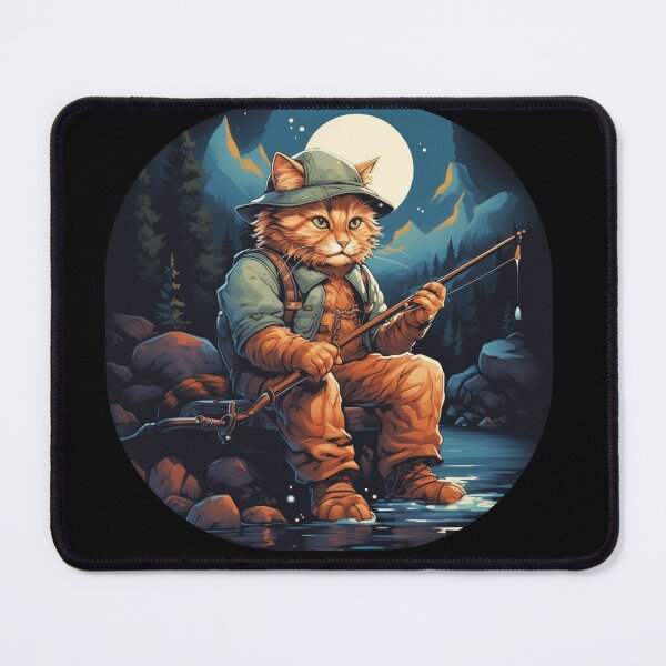 Item preview, Cat On Fish Cat Fisherman  designed and sold by ArtFromBeyond.
