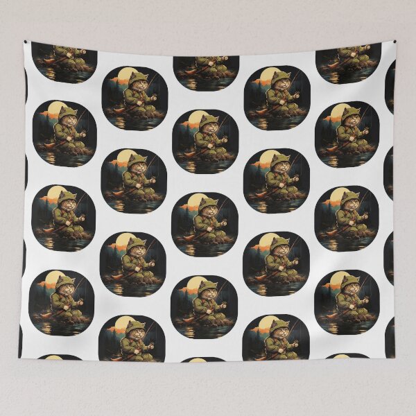 Item preview, Cat On Fish Cat Fisherman  designed and sold by ArtFromBeyond.