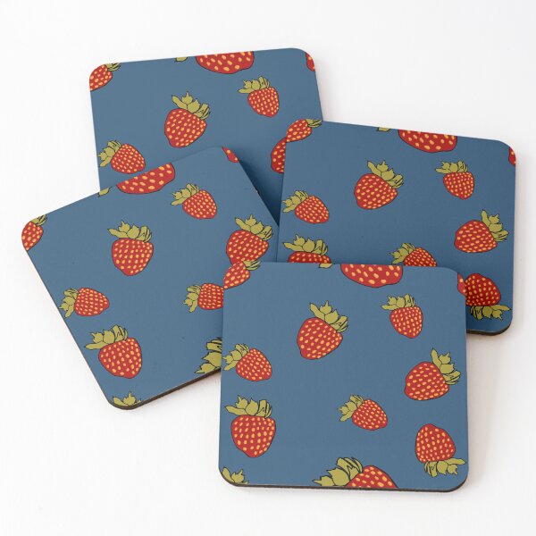 Item preview, Whimsical Strawberries on Blue designed and sold by maddydoodlesoup.
