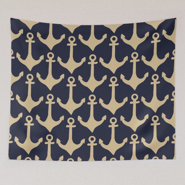 Item preview, Anchors Navy and Yellow designed and sold by AnchoredMae.