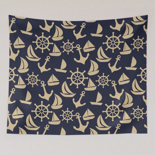 Item preview, Sailing Navy and Yellow designed and sold by AnchoredMae.