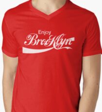 ENJOY BROOKLYN*red/wht Men's V-Neck T-Shirt