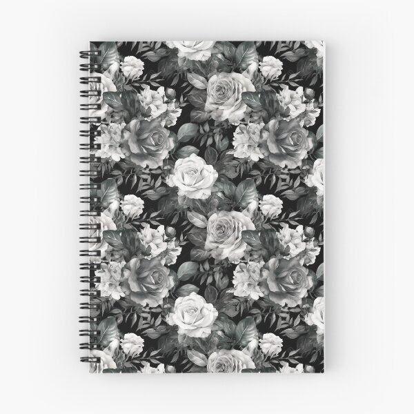 Item preview, Dark black white roses flowers tile pattern designed and sold by Rottopics.