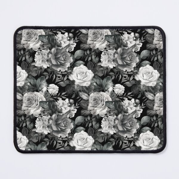 Item preview, Dark black white roses flowers tile pattern designed and sold by Rottopics.