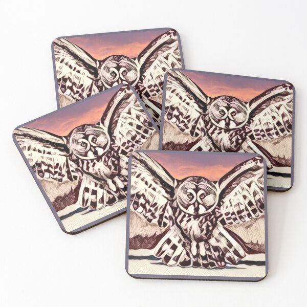 Item preview, Great Gray Owl with Pink Sky  designed and sold by oh-bi-me.