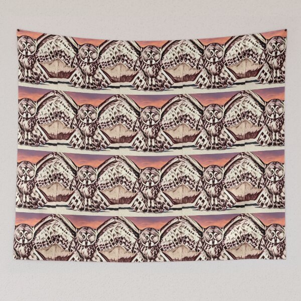 Item preview, Great Gray Owl with Pink Sky  designed and sold by oh-bi-me.