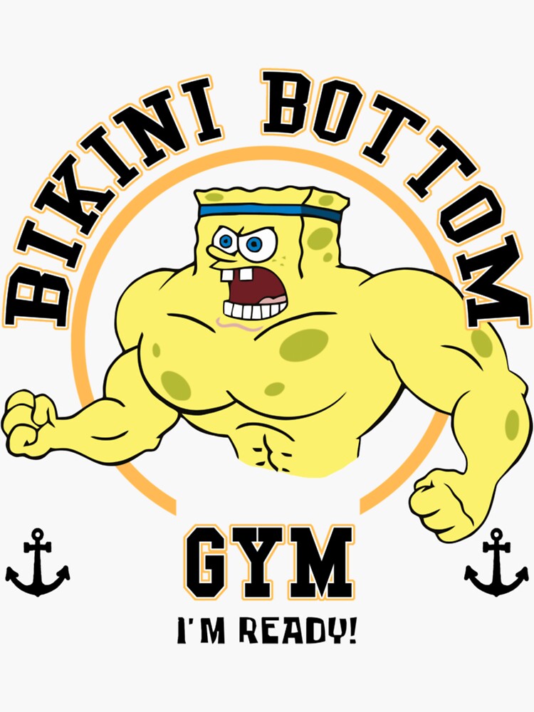 Pegatina for Sale con la obra «Fondo De Bikini Gimnasio Bob Esponja» de ...