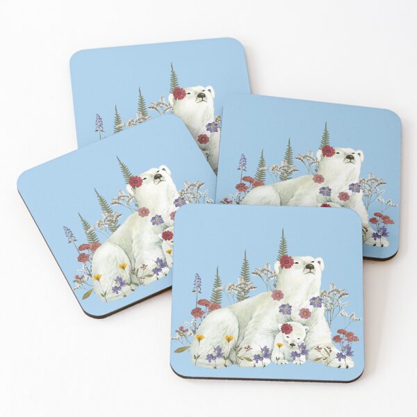 Item preview, Pressed Flowers Polar Bear and Baby designed and sold by Ashley Gagnon.