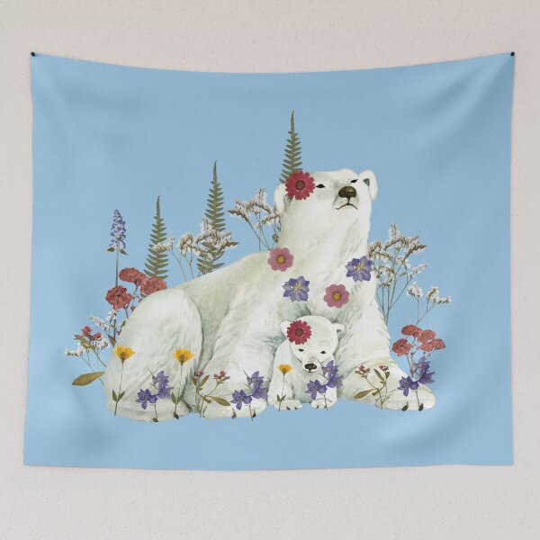 Item preview, Pressed Flowers Polar Bear and Baby designed and sold by Ashley Gagnon.