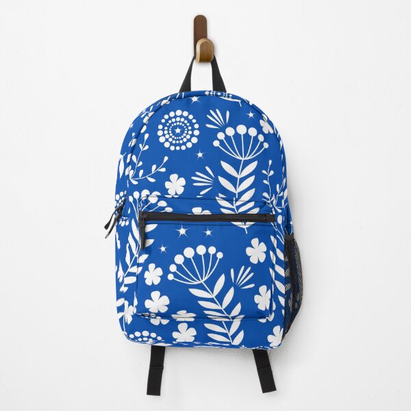 Item preview, Blue Background With Flowers Line Art Pattern designed and sold by EverAfterStudio.