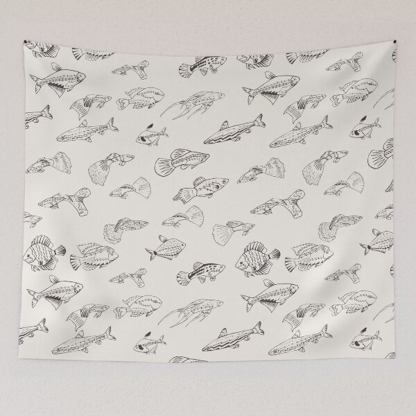 Item preview, Fishes outline seamless pattern background. designed and sold by Jayjaynaenae.