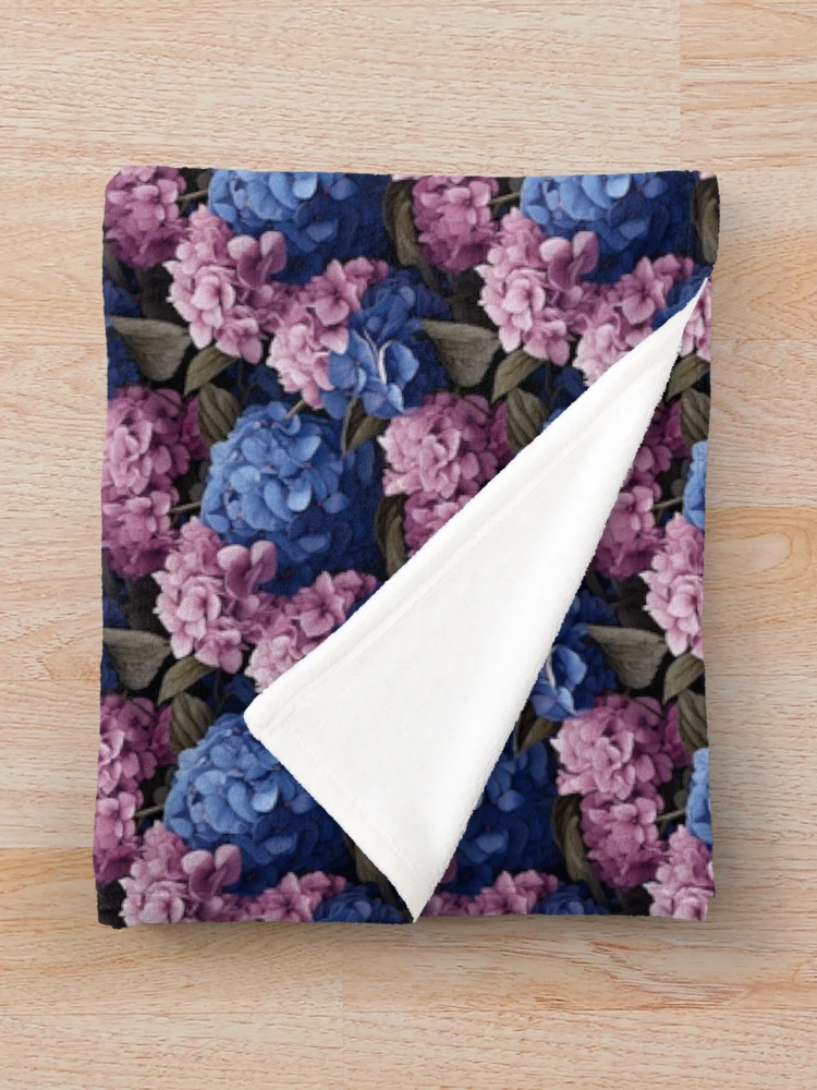Thumbnail 3 of 6, Throw Blanket, Hydrangea designed and sold by patchic.