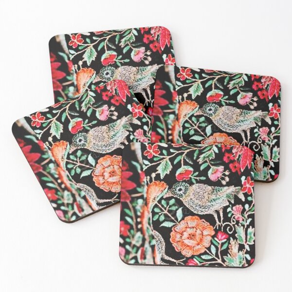 Item preview, Black Embroidered Floral Textile designed and sold by CMooreWorx.