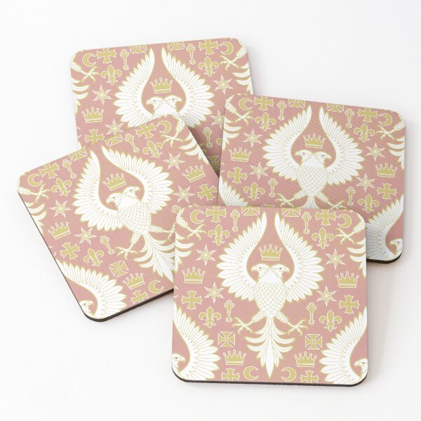 Item preview, Heraldic Eagle - White on Peach designed and sold by Carina Parry Studios.