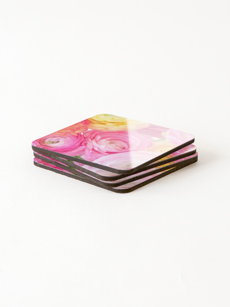 Thumbnail 4 of 5, Coasters (Set of 4), Pastel Ranunculus designed and sold by assaf.