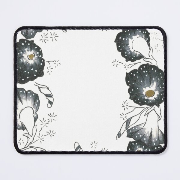 Item preview, Black morning glory colored doodle flower border designed and sold by DoodlesFlowers.