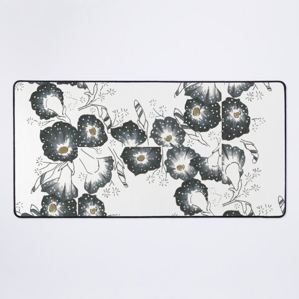 Item preview, Black morning glory colored doodle flower border designed and sold by DoodlesFlowers.