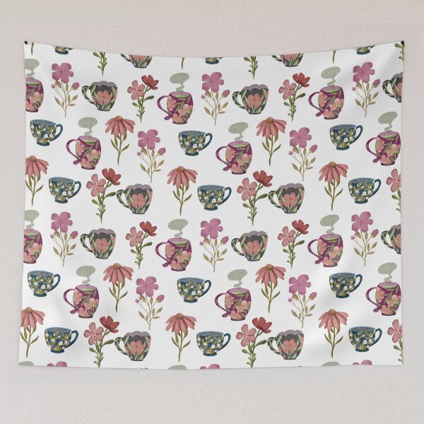 Item preview, Whimsical cottagecore aesthetic teacups designed and sold by pinkyfish1010.