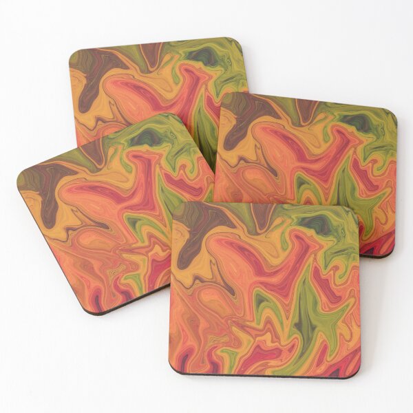 Item preview, Alder - Contemporary Abstract - Fluid Painting - Marbling Art - Sheen Green, Orange designed and sold by Studio Grafiikka.