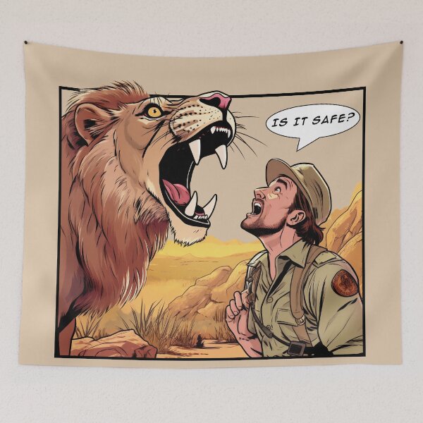 Item preview, Lion - "Is it safe?" designed and sold by titur.