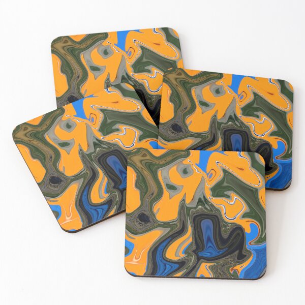 Item preview, Alto - Contemporary Abstract - Fluid Painting - Marbling Art - Orange, Blue designed and sold by Studio Grafiikka.