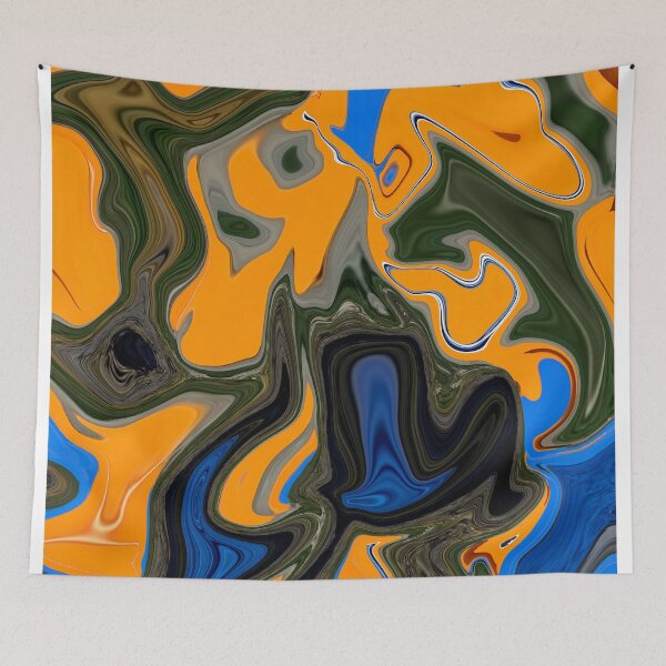 Item preview, Alto - Contemporary Abstract - Fluid Painting - Marbling Art - Orange, Blue designed and sold by Studio Grafiikka.