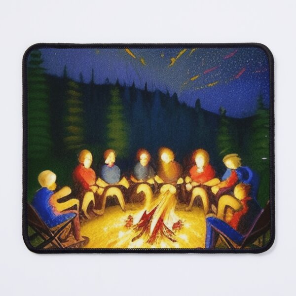 Item preview, a group of campers gathered around a crackling campfire under a starry sky designed and sold by rdhtomten0.