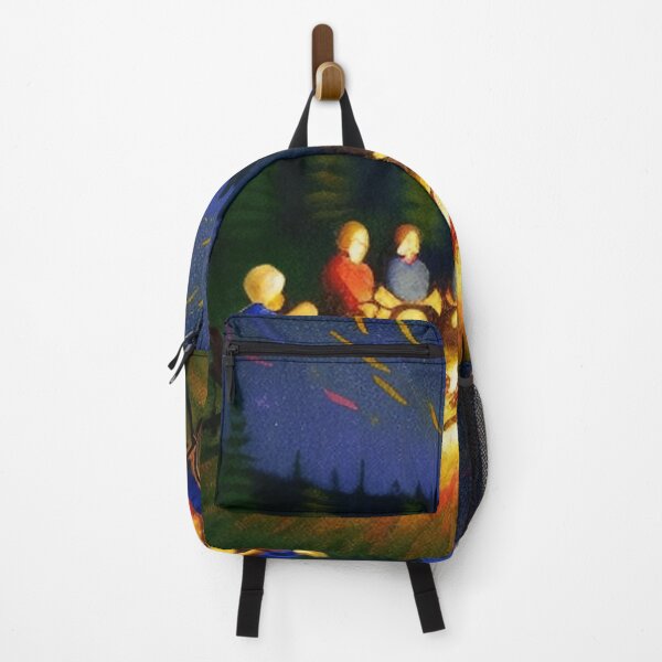 Item preview, a group of campers gathered around a crackling campfire under a starry sky 	 designed and sold by rdhtomten0.