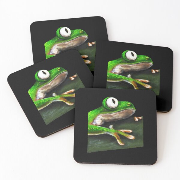 Item preview, Green Frog acrylic painting designed and sold by Funsize-Art.