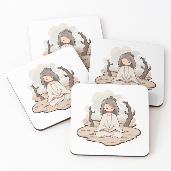 Item preview, Tranquil Sandy Beach Meditation - Cartoon Sticker designed and sold by PaintbrushPlace.