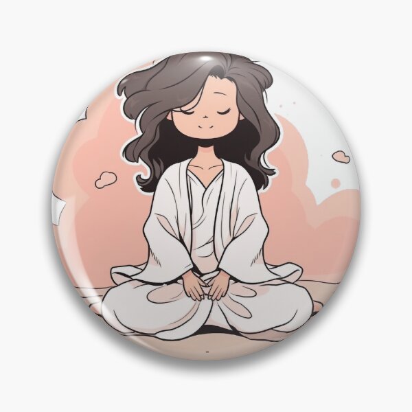 Item preview, Tranquil Sandy Beach Meditation - Cartoon Sticker designed and sold by PaintbrushPlace.