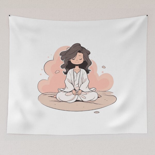 Item preview, Tranquil Sandy Beach Meditation - Cartoon Sticker designed and sold by PaintbrushPlace.
