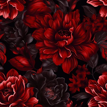 Artwork thumbnail, Dark Red Roses Floral Pattern by SpDesignsC
