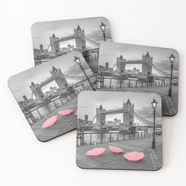 Item preview, Pink umbrellas at Tower bridge designed and sold by assaf.