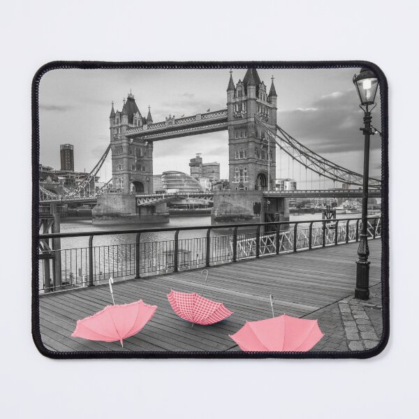 Item preview, Pink umbrellas at Tower bridge designed and sold by assaf.